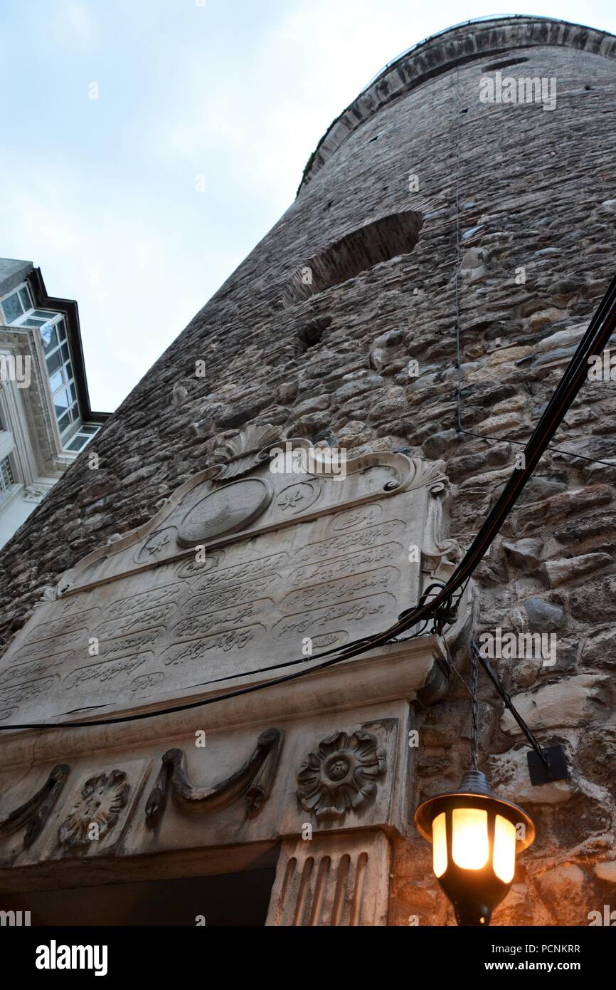 Galata Tower entrance in the evening Stock Photo Alamy