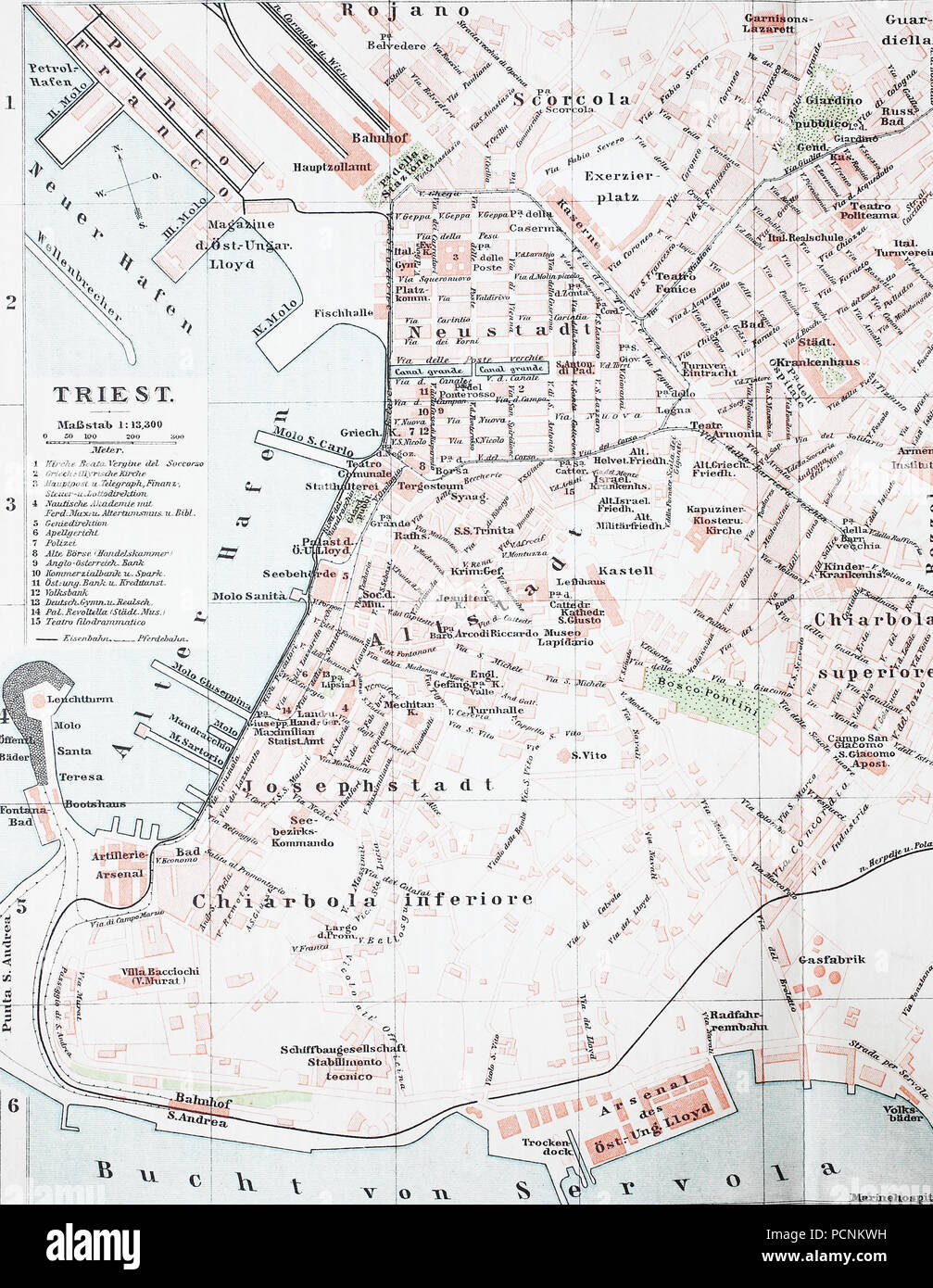 Italy map historic hi res stock - A Historical Map Of Trieste Italy Digital Improved Reproduction Of An Historical Image From The Year 1885 PCNKWH