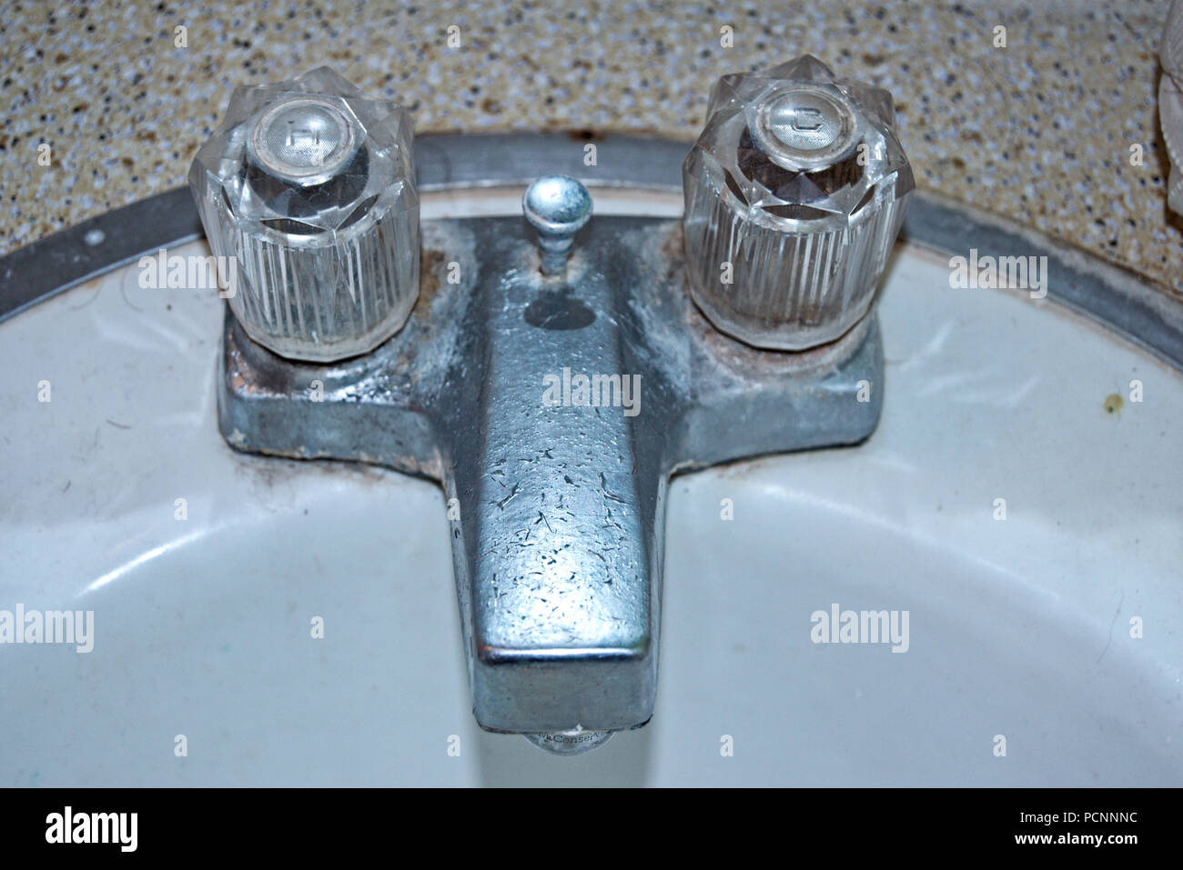 Rusty And Worn Bathroom Sink Figure Stock Photo 214378344