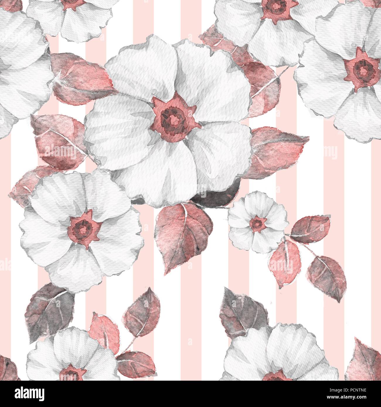 Delicate floral seamless pattern. Watercolor background with white ...