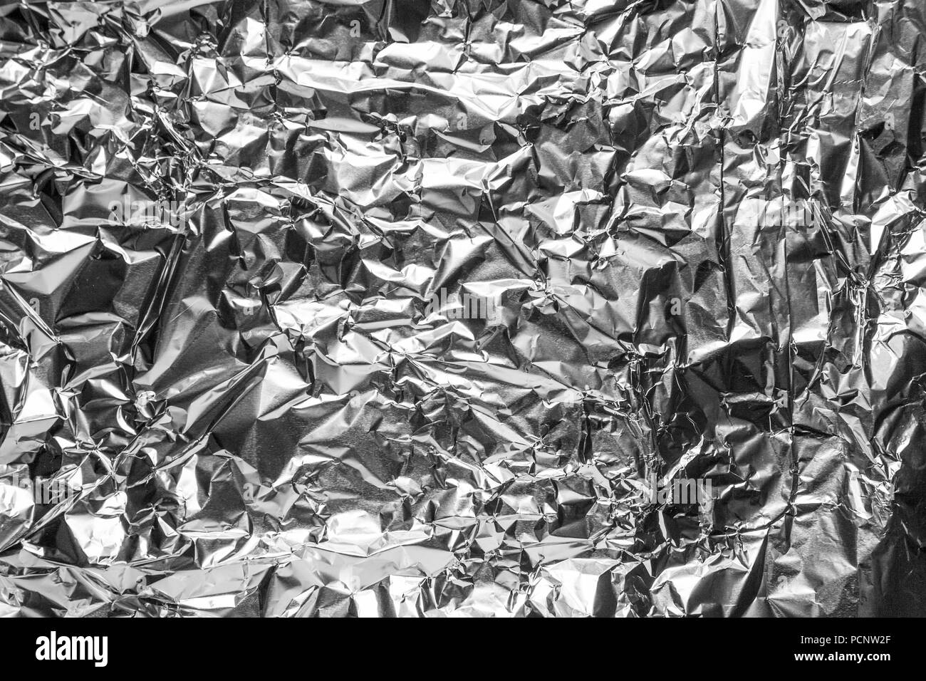 The close up of a silver surface aluminum foil Stock Photo