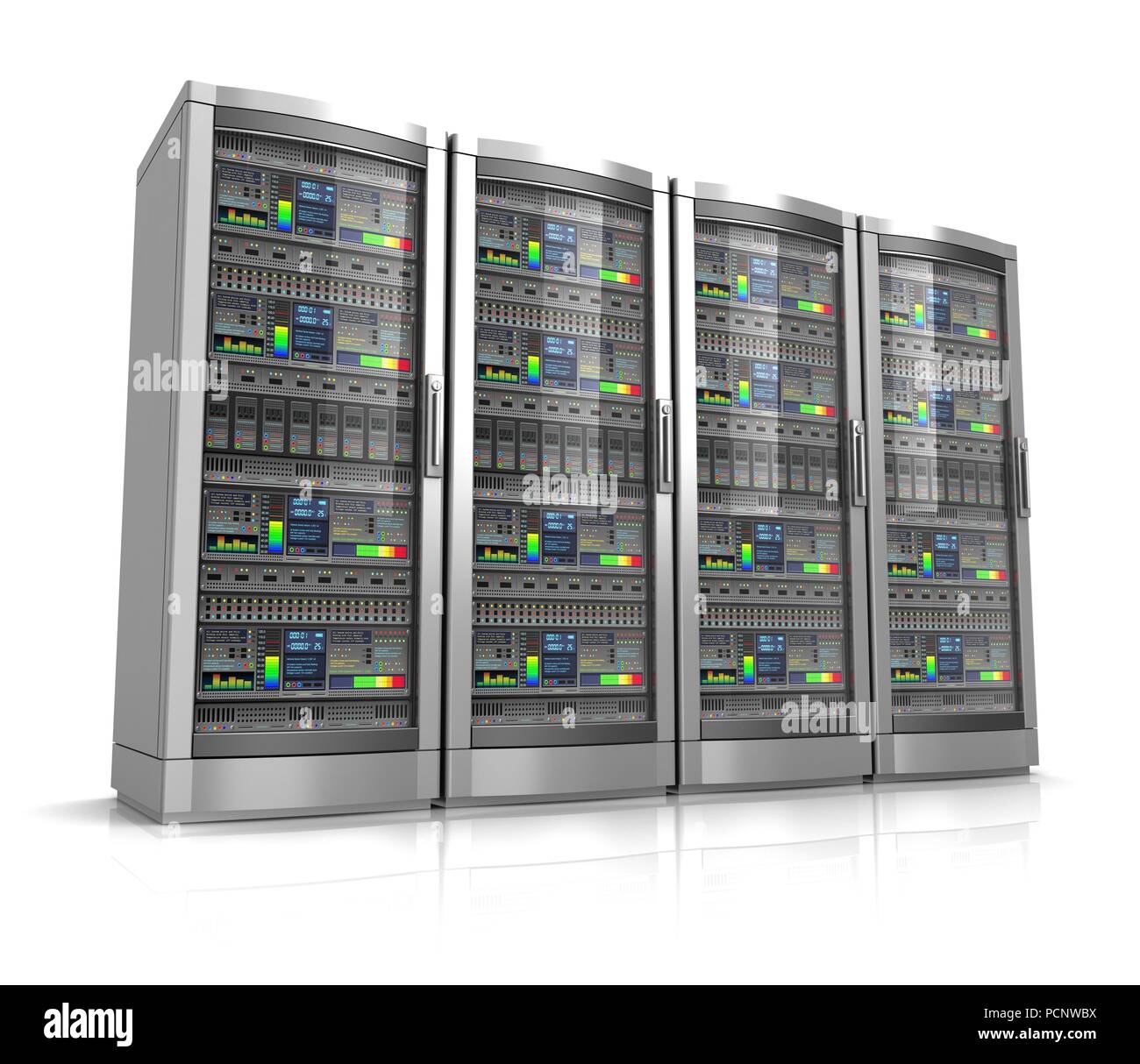 network workstation servers 3d illustration isolated on white ...