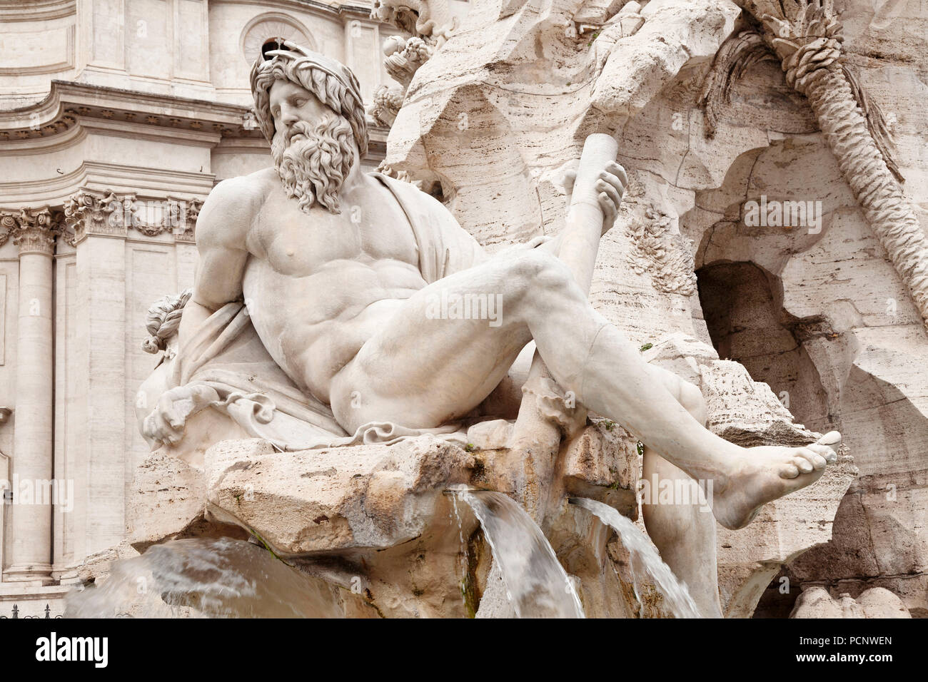 Fontana dei Quattro Fiumi,Four Rivers Fountain,architect Bernini,Piazza Navona,Rome,Lazio,Italy Stock Photo