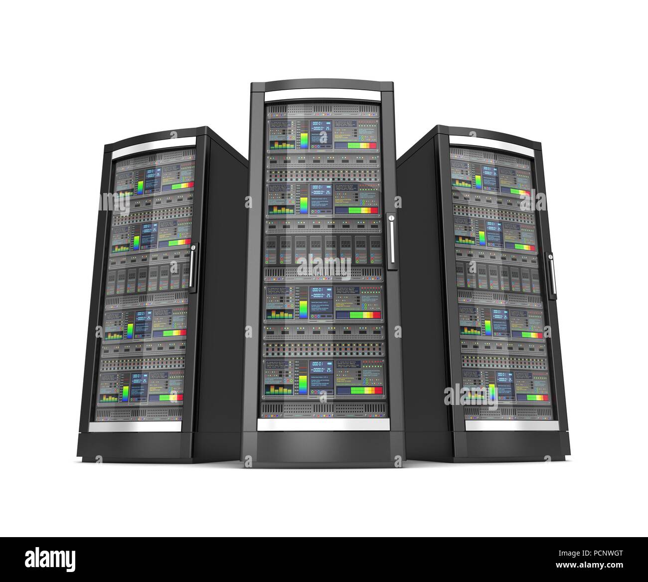 network workstation servers 3d illustration isolated on white ...