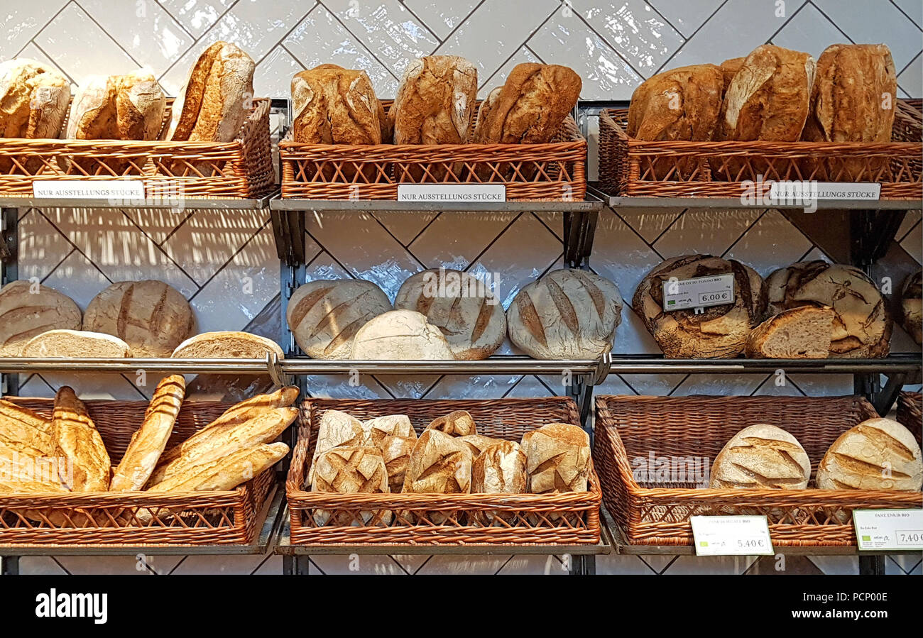 Assorted organic breads Stock Photo
