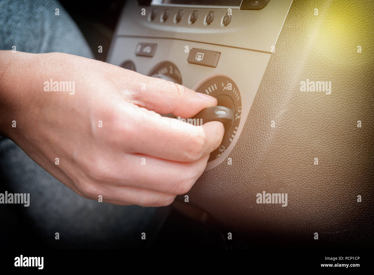 Car air conditioning vent and hand hi-res stock photography and images -  Alamy