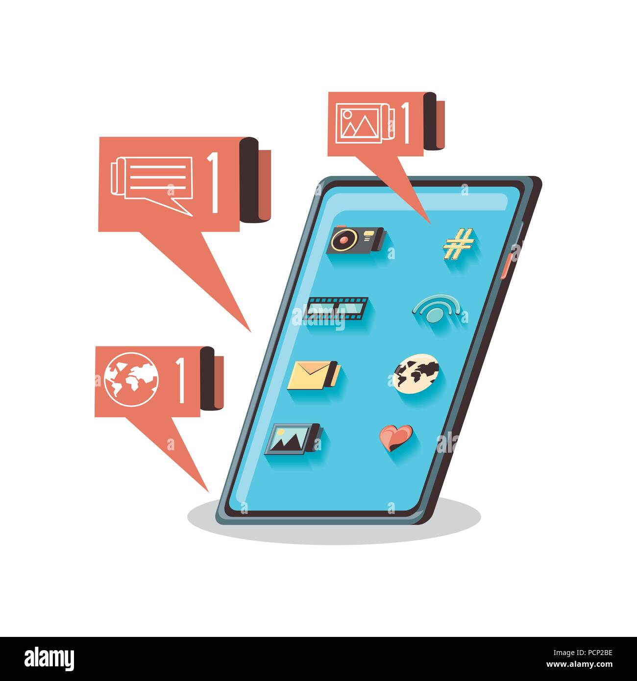 smartphone with social media icons vector illustration design Stock ...