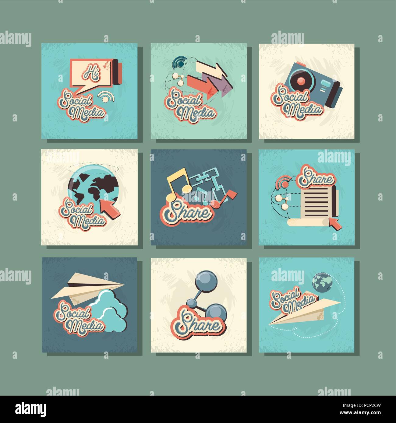 set social media icons vector illustration design Stock Vector Image ...