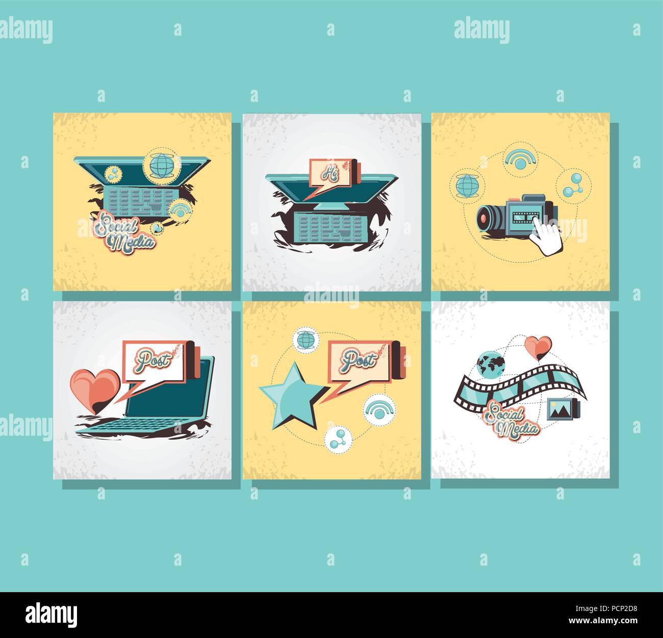 set social media icons vector illustration design Stock Vector Image ...