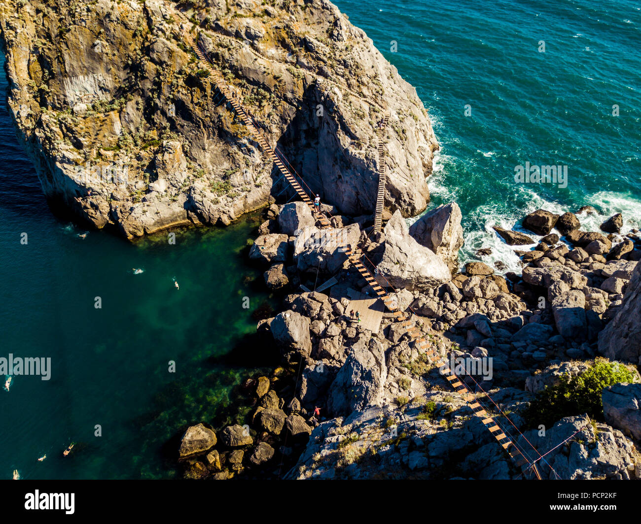 Aerial man walking on bridge hi-res stock photography and images - Alamy