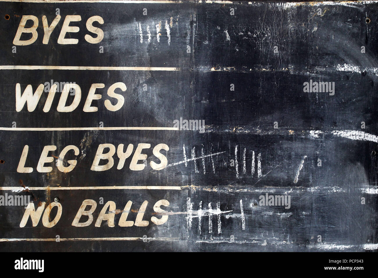 A tally of extras inside the mobile scoreboard ahead of Essex CCC vs Sussex CCC, Specsavers County Championship Division 2 Cricket at the Essex County Stock Photo - Alamy