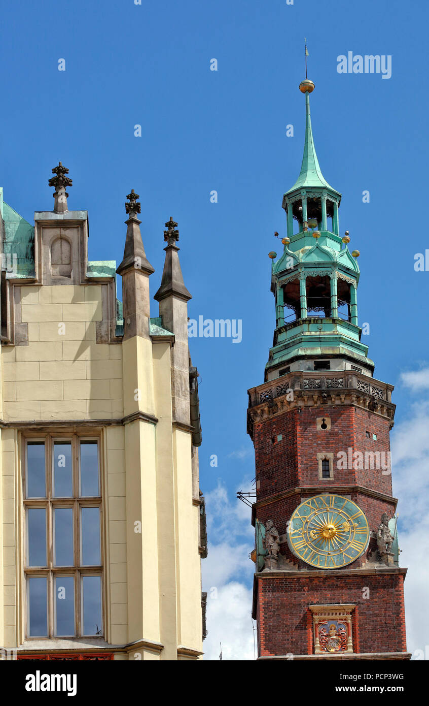 church tower of St. Elizabeth's Church nearby rynek. wroclaw, breslau, lower silesia, poland Stock Photo