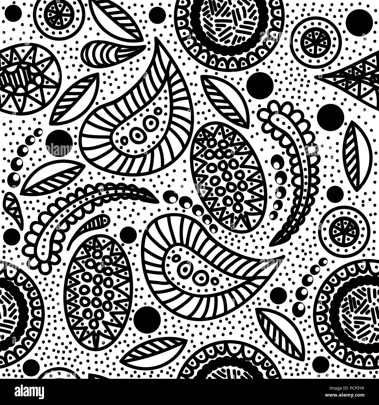 Doodle Seamless Pattern Isolated on White Background Stock Photo - Alamy