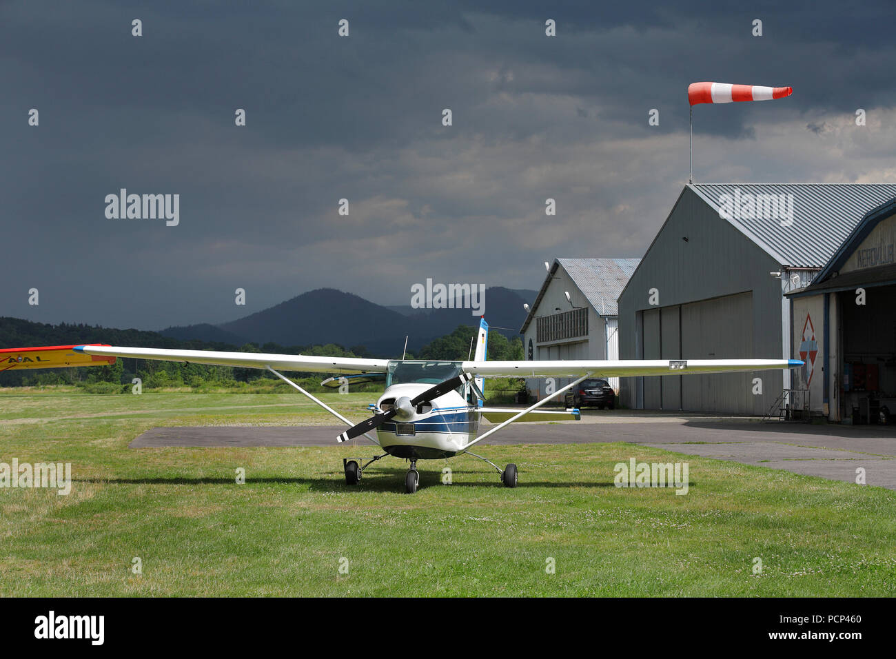 small airplane at aeroclub jelenia gora (former hirschberg), lower silesia, poland, europe Stock Photo