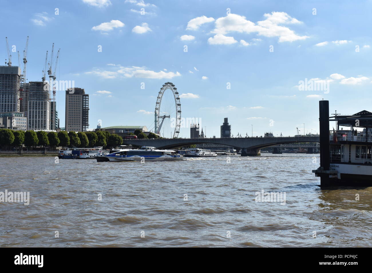 View of the South Bank and River Thames Stock Photo