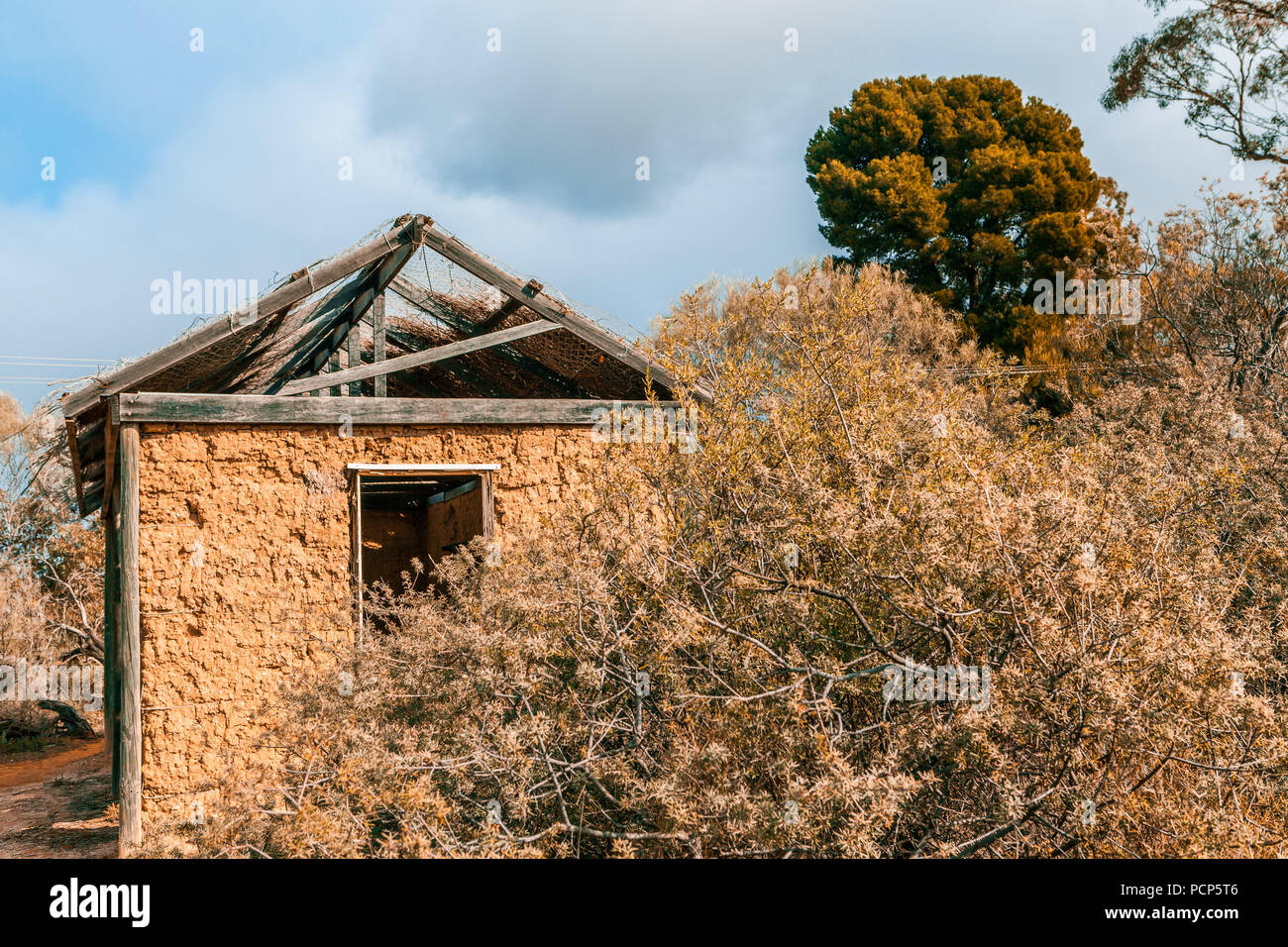 Small tribal mud hut in Australian outback Stock Photo