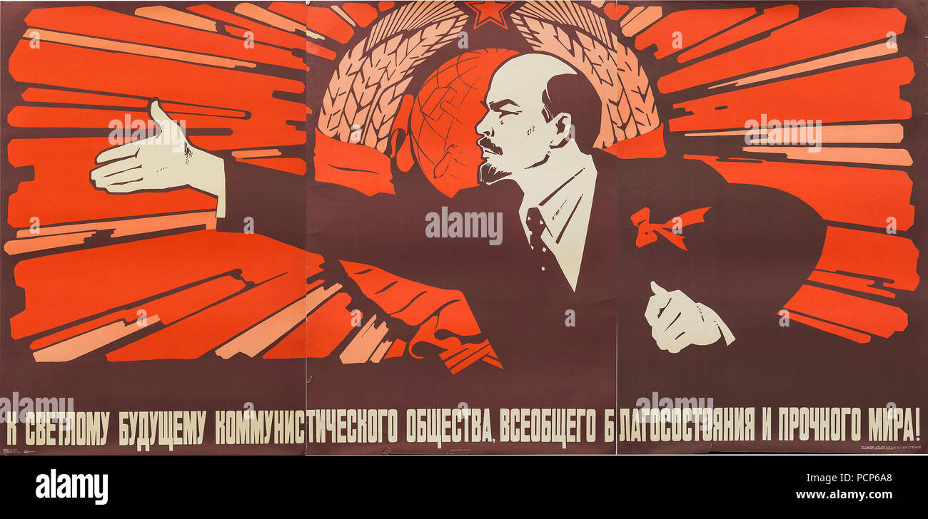 To the bright future of communist society, universal prosperity and enduring peace, Early 1980s. Stock Photo