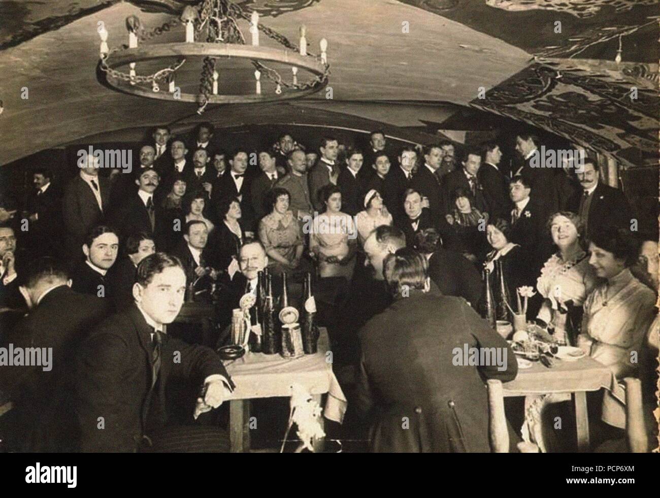 The Stray Dog Cabaret in Saint Petersburg, 1913. Stock Photo