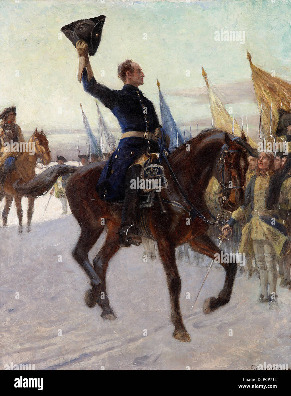 Charles XII greets his Caroleans, 1923. Stock Photo