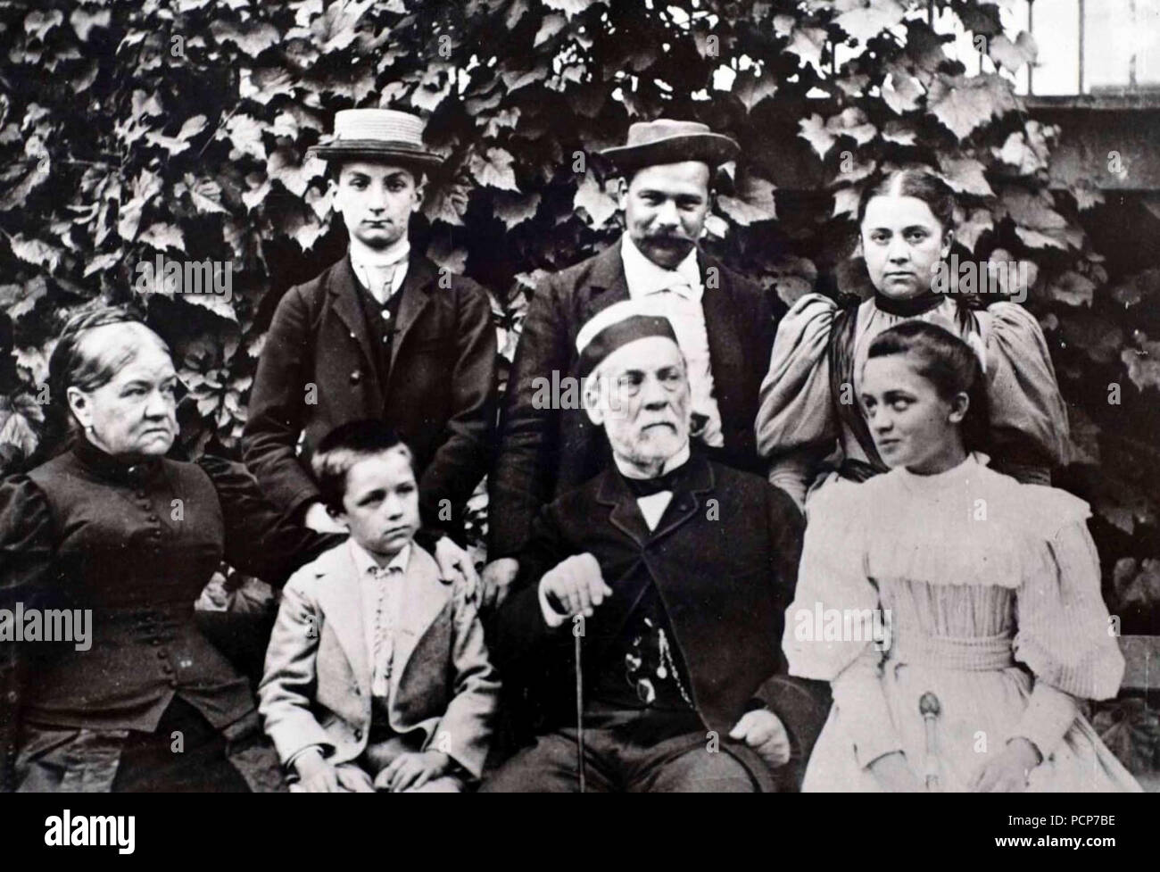 Louis Pasteur's Family, c. 1890. Stock Photo