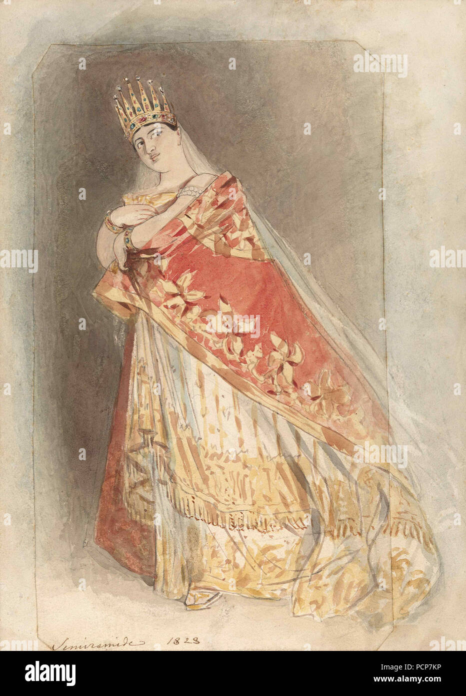 Giuditta Pasta (1798-1865) as Semiramide in the Opera by Gioachino Rossini , 1828. Stock Photo