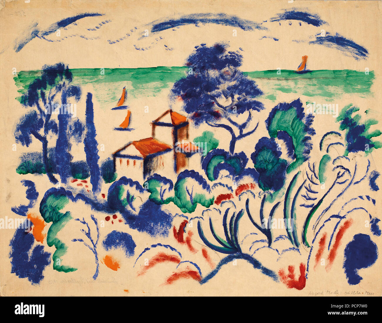 Landscape with sailboats, 1913-1914. Stock Photo