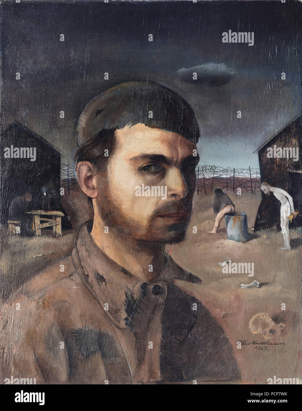 Self-Portrait in the Camp, 1940. Stock Photo