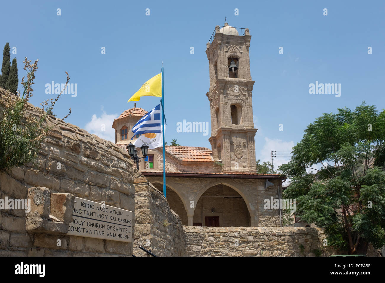 Exterior view of picteresque church Holy Church Of Saints Constantine and Helen situated in the scenic village of Tochni, Larnaca region of Cyprus Stock Photo