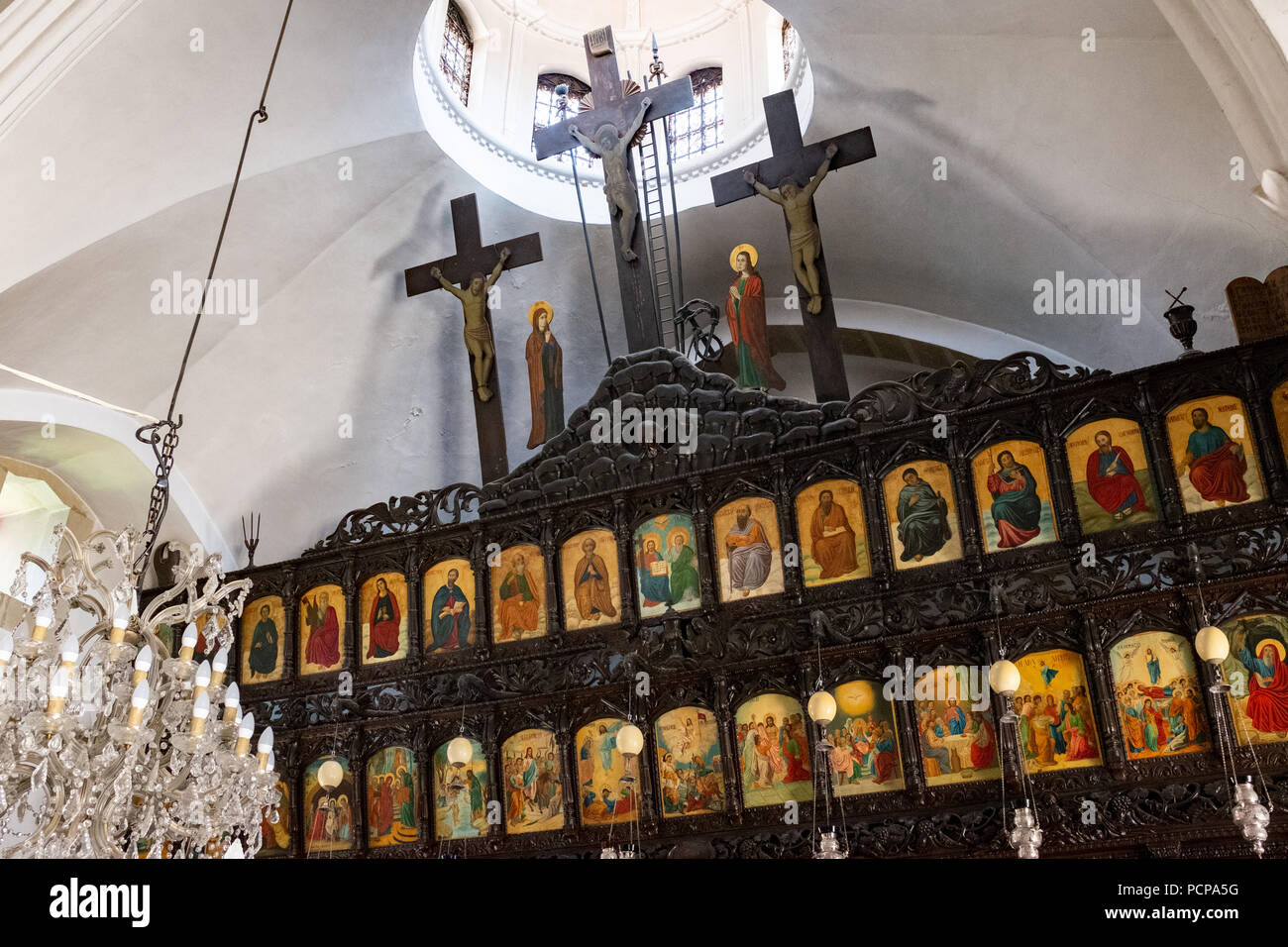 Interior of picturesque church, Holy Church of Saints Constantine and Helen situated in the scenic village of Tochni, Larnaca region of Cyprus Stock Photo