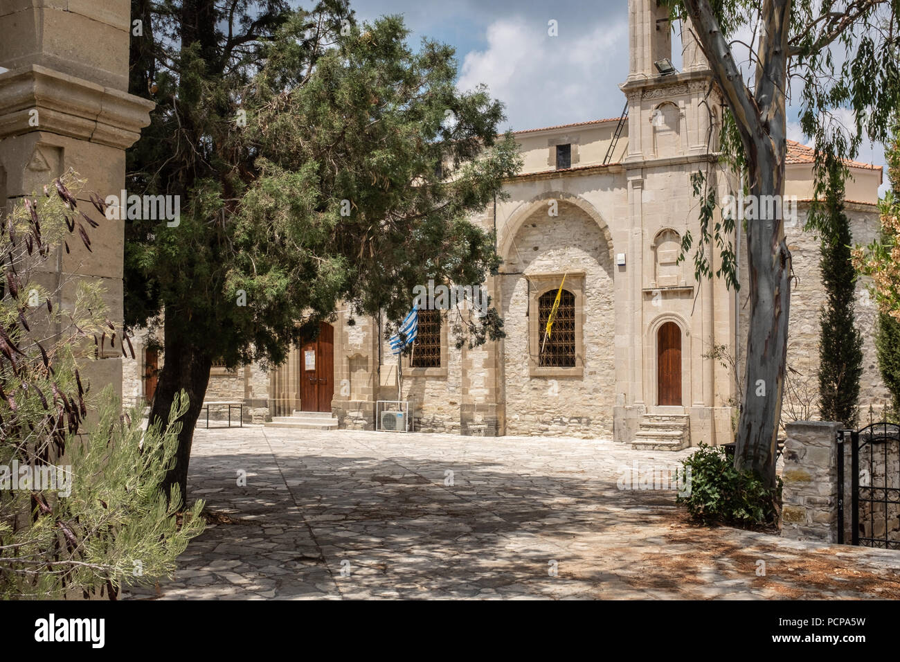 Entrance to St George's Church. Situated in the picturesque village of Vavla, Larnaca region of Cyprus Stock Photo