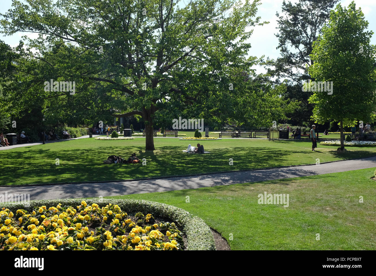 Abbey Gardens in the city of Winchester in Hampshire, England Stock ...