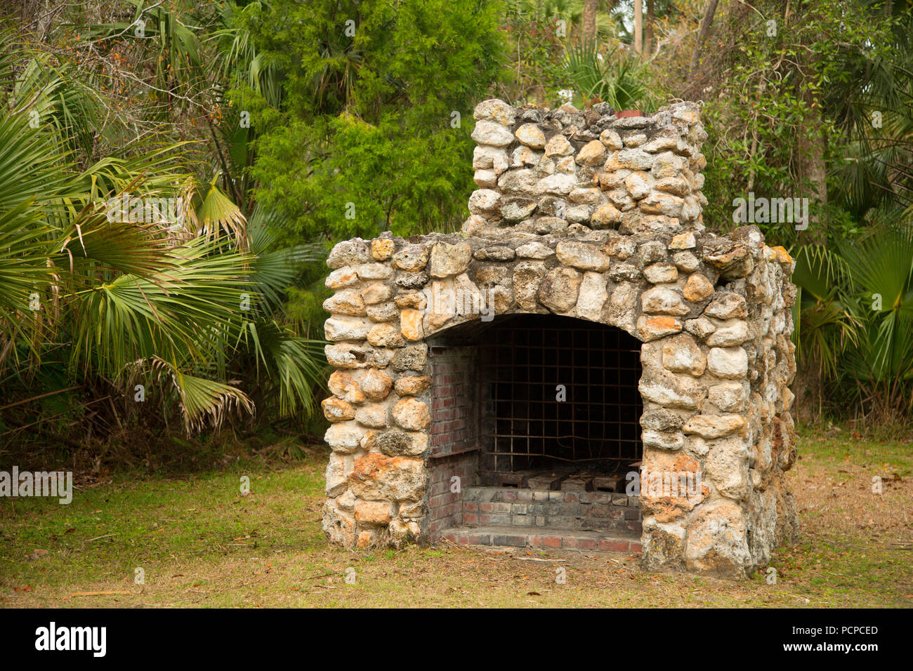 CCC fireplace ruin, Ocala National Forest,  Florida Stock Photo