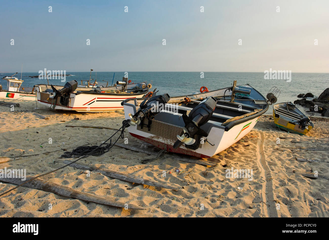 Fisherman boats in the beach (late evening light) Stock Photo