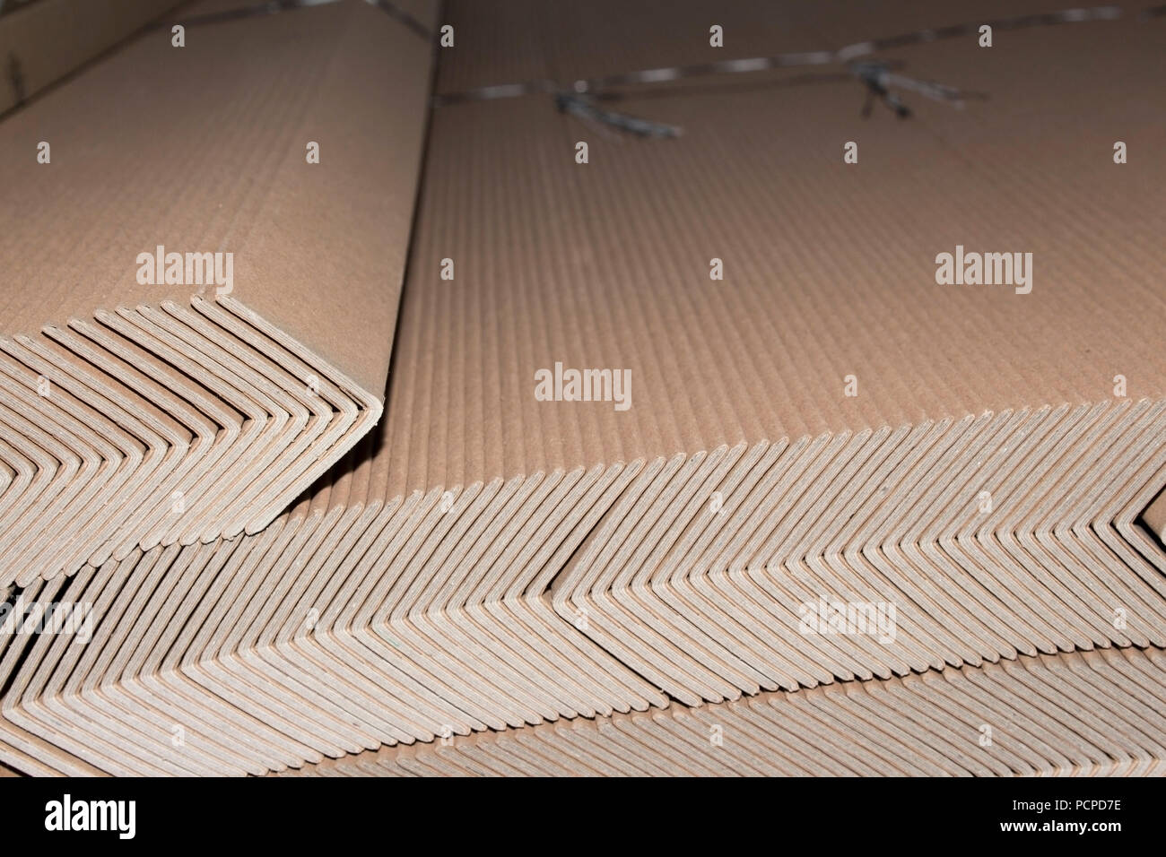 Industrial cardboard corner protection for pallets Stock Photo