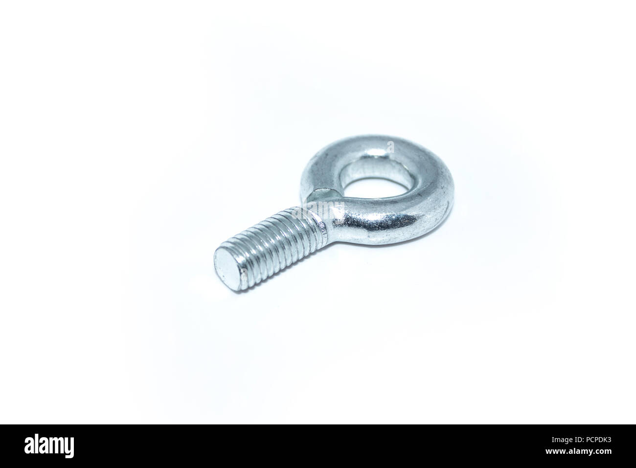 Single isolated industrial galvanized eye bolt Stock Photo