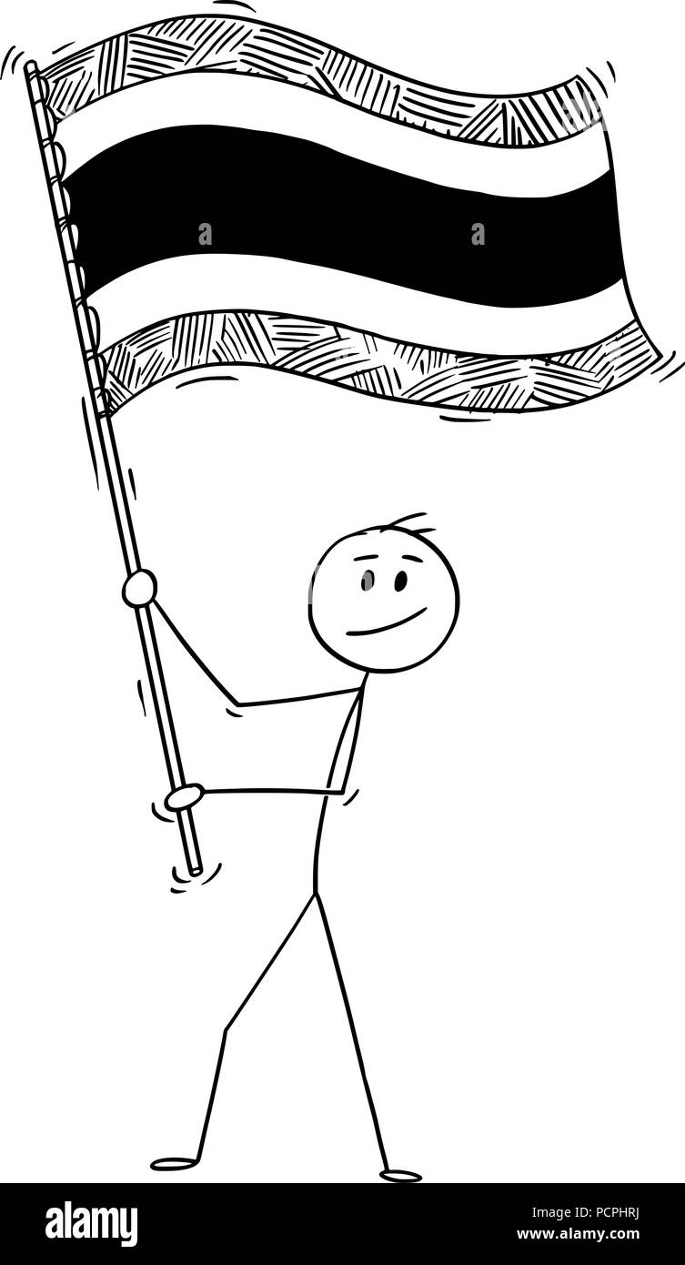 Cartoon of Man Waving the Flag of Kingdom of Thailand Stock Vector