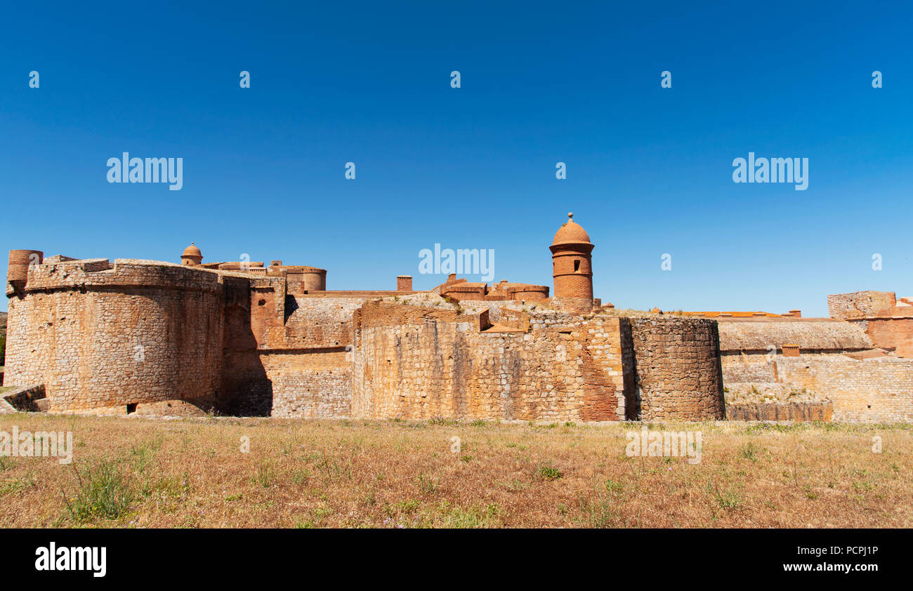detail of the fortress Fort de Salses, built in the 15 century, in Salses-le-Chateau, France Stock Photo