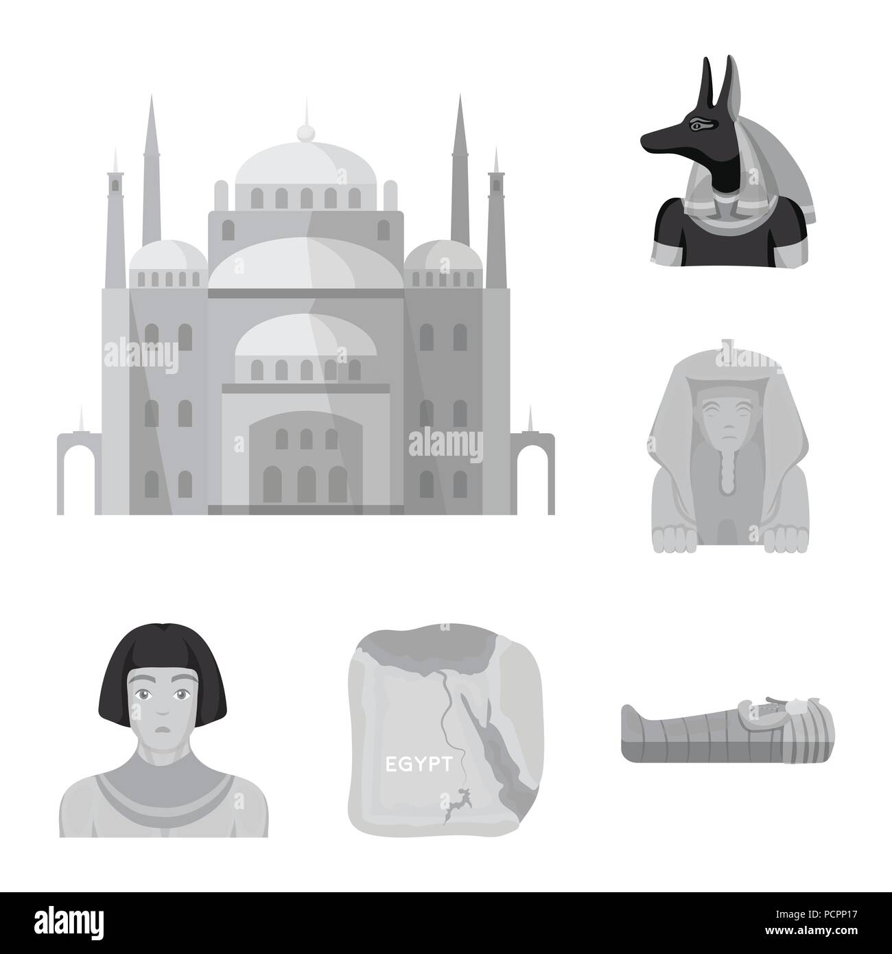 Ancient Egypt monochrome icons in set collection for design. The reign ...
