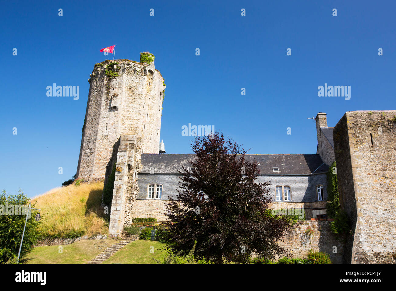 The Chateau de Bricquebec in Bricquebec, normandy, France. Stock Photo