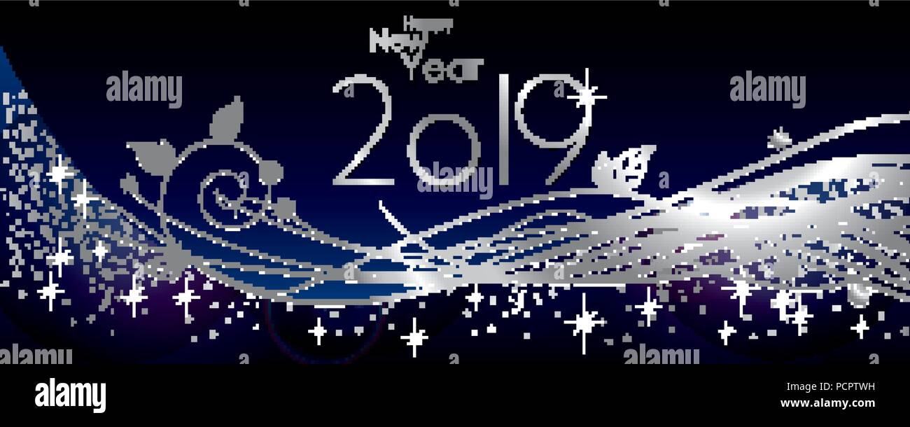 Happy New Year 2019 Vector Large Banner Stock Vector Art
