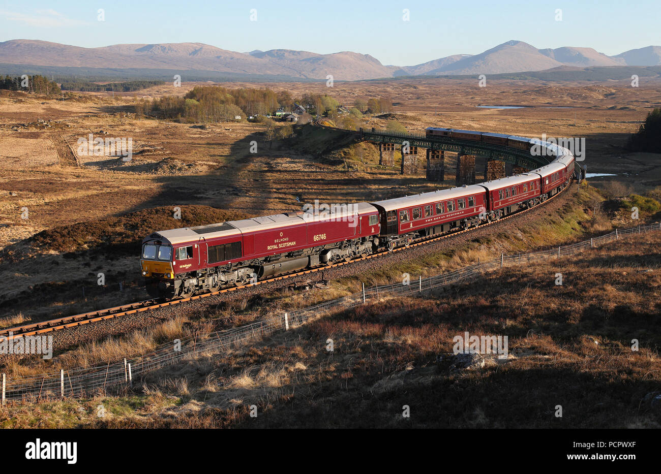 66746 heads away from Rannoch with the 'Western Journey' Royal Scotsman on 5.5.17. Stock Photo