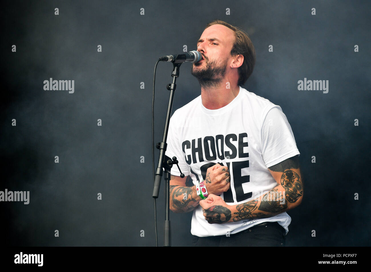 Idles lead singer Joe Talbot performs onstage at the Lulworth Estate in ...