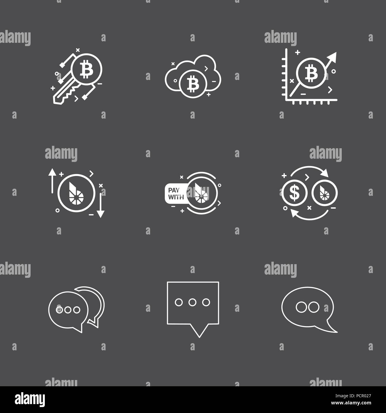 Bit Coin Key Crypto Currency Cloud Graph Message Chat Conversation Icon Vector Design Flat Collection Style Creative Icons Stock Vector Image Art Alamy