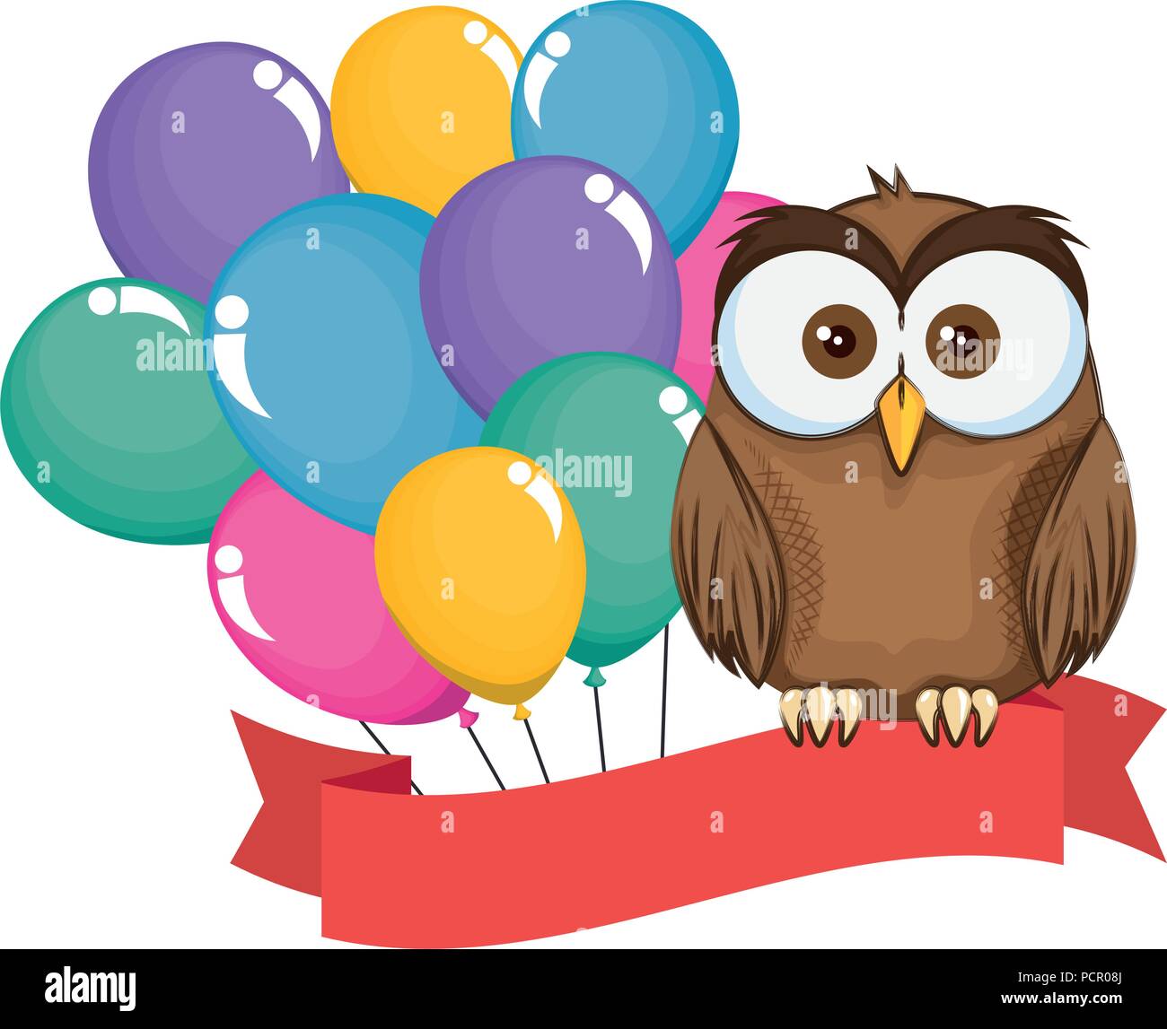 cute and adorable owl with balloons helium vector illustration design ...