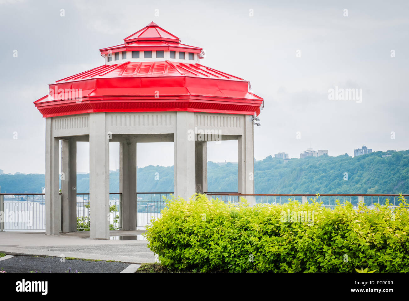 red rooftop gazebo Stock Photo