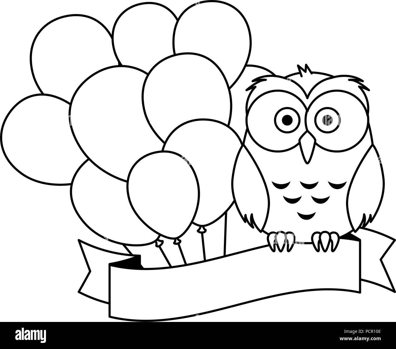 cute and adorable owl with balloons helium vector illustration design ...