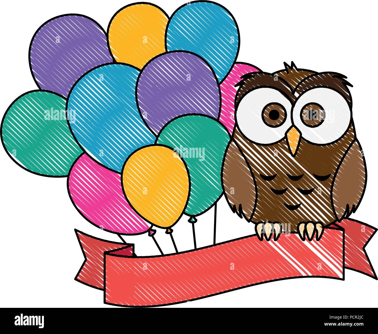 cute and adorable owl with balloons helium vector illustration design ...