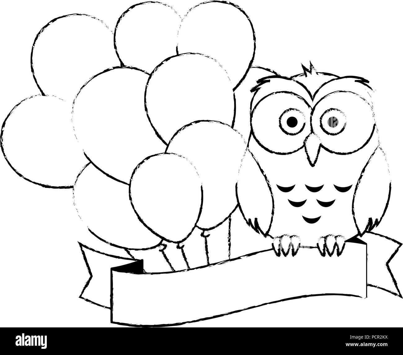 cute and adorable owl with balloons helium Stock Vector Image & Art - Alamy