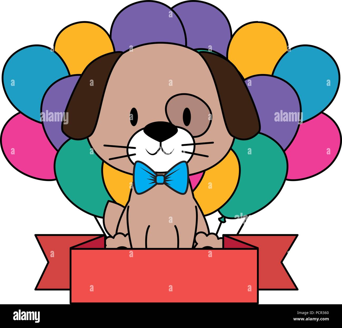 cute and adorable dog with balloons helium Stock Vector Image & Art - Alamy
