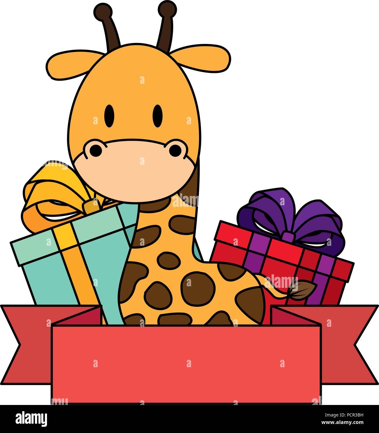 cute and adorable giraffe with gifts Stock Vector Image & Art - Alamy